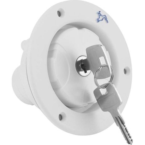 Inlet Verrouillable 80mm Bouchon D'eau étanche Inlet Remplissage Réservoir avec 2 Clés Convient pour 38mm Conduites D'eau, 30-40mm Plaque de Porte pour RV Camping-Car Remorque Caravane Bateau (1/4)