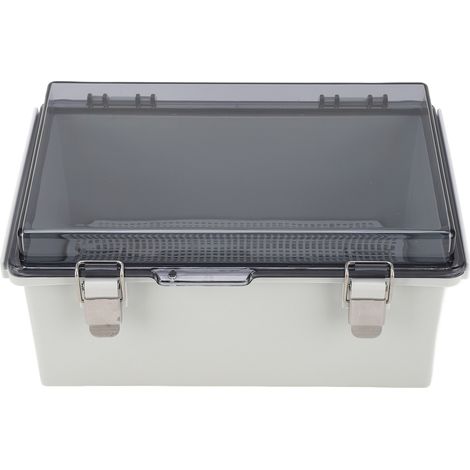 Boîtier de dérivation étanche IP67 avec couvercle transparent, coffret électrique ABS 290x190x140mm, fermeture acier inox, kit avec joints et supports (1/5)