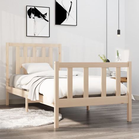 Bed Frame Natural wood Solid pine wood Single Durable Bed Frame vidaXL (1/5)