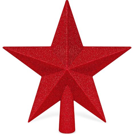 Étoile de Noël décorative pour sapin, 20 cm, rouge, pailletée, en forme d'étoile de Bethléem 3D, imperméable et incassable. Décoration idéale pour les fêtes de Noël, en intérieur comme en extérieur. (1/5)