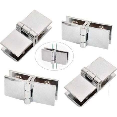 4 pièces Clip de porte verre charnière, Charnière de porte en verre en acier inoxydable, Charnière pliante en verre, Charnière De Serrage De Porte, C (1/4)