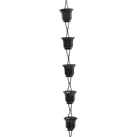 Chaîne De Pluie Décorative Lotus Cups 1 m pour Jardin Extérieur, Tasse en Alliage, Chaîne De Gouttière Japonaise Fonctionnelle Et Sonore (1/5)