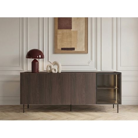 BOBOCHIC - Buffet 4 portes 220 cm AURORA avec LEDS (1/5)