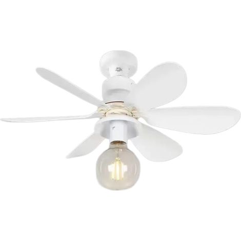 Ventilateur de Plafond avec Lumière E27, Lampe Ventilateur Démontable pour Chambre, Éclairage Intégré Silencieux -Alovez-WCY (1/2)