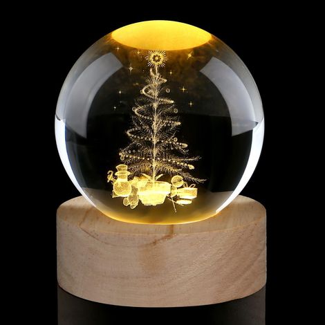 Boule de Noël en verre de 60 mm, décoration de Noël en cristal, boule de cristal, boule de Noël en verre avec veilleuse pour décoration de la maison, joli cadeau (1/5)