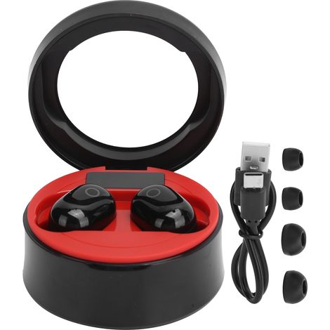 Écouteurs TWS sans fil Bluetooth SMS-T10, casque rechargeable avec écran numérique, rouge (1/5)