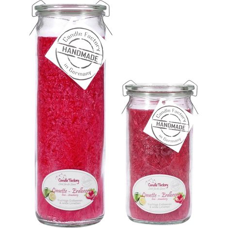 Candle Factory Kerzen-Set Limette-Erdbeer Big + Mini Jumbo Duftkerze Dekokerze (1/5)