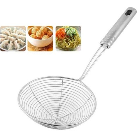 TrAdE Shop Traesio - Colino Acciaio Inox 16cm Con Manico Passino Rete Gancio Uncino Filtra Setaccio -