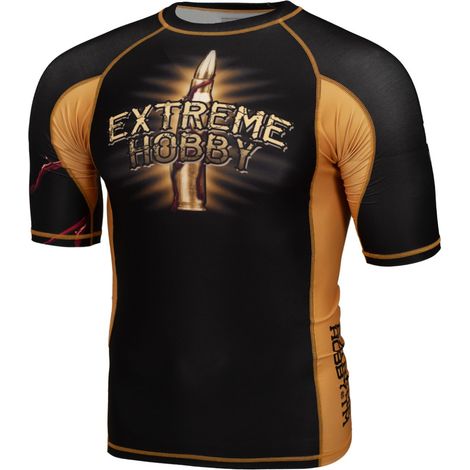 Kurzarm-Rashguard für Herren, Santa Muerte, Größe S, Schwarz