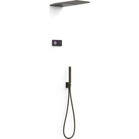 Kit douche robinet thermostatique électronique encastré à 2 voies Shower technology Noir Bronze - TRES 09288551KMB (1/2)