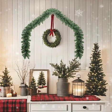 Guirlande de Noël Décoration Intérieure et Extérieure PVC 450 Branches Verte 5 m - PANGIVO (1/5)