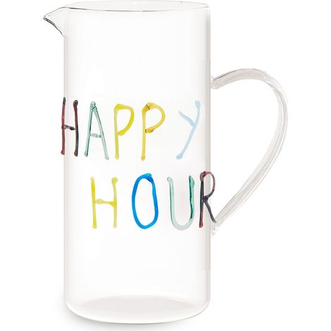 WD LifeStyle Brocca Happy Hour Cocktail 1,2 Lt con Scritta Decorativa in Vetro Colorato Multicolor (1/3)
