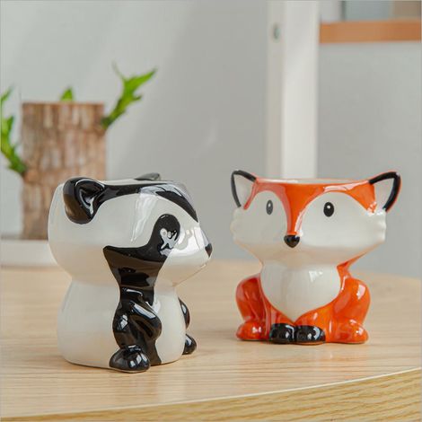 Jolis pots de fleurs en céramique en forme d'animaux, pots pour plantes succulentes de style dessin animé, décorations de jardin (1/5)