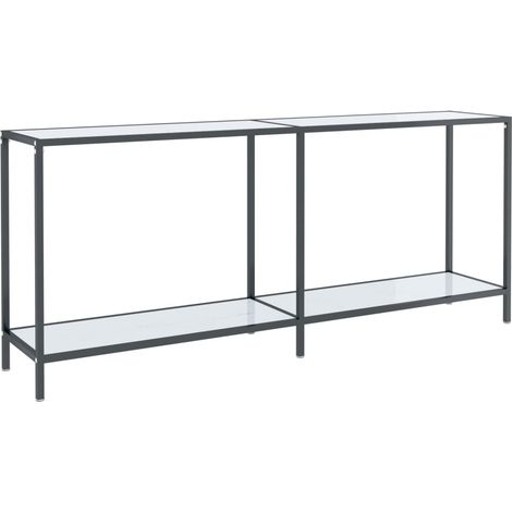 Meuble console d'entrée moderne table d'appoint 180 x 35 x 75,5 cm verre trempé aspect marbre blanc et acier DEC031704