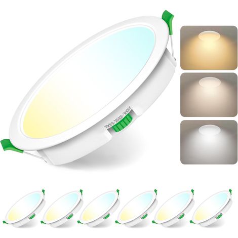 Spot Led Encastrable Salle de Bain,Spots LED 230V, 7W Trou Φ 65-75mm, IP44, Dimmable, Spot Led Encastrable Extra Plat, Blanc Chaud 3000K Blanc Neutre 4000K Blanc Froid 6500K, Lot de 12