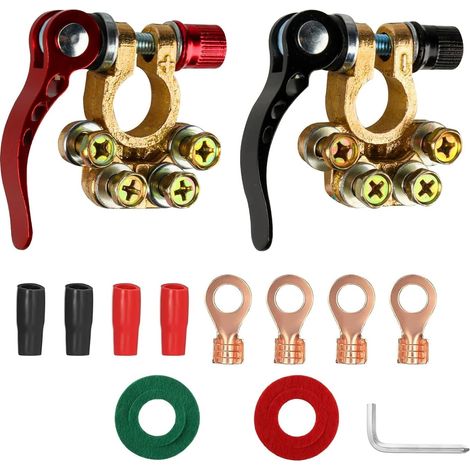 cosses de batterie 4 voies 12 V/24 V, bornes positives et négatives, pour voitures, camions et camping-cars (Vis cruciforme) (1/5)