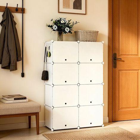 Organizador de zapatos 36,5x94x144 cm blanco en ABS, metal y polipropileno con gran capacidad y montaje DIY (1/5)