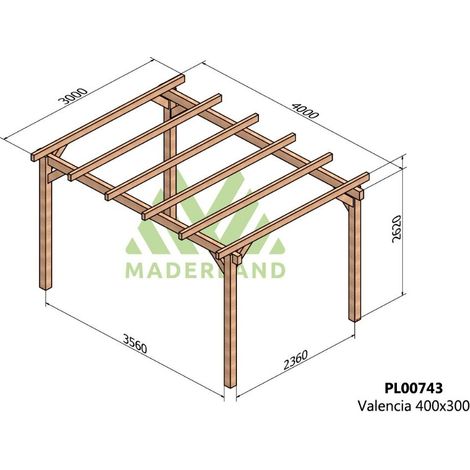 Pérgola de Madera Laminada Valencia (Maderland) - Gardeneas - 400 x 300 cm