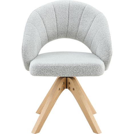 ELVMI Set aus 2 Drehbaren Esszimmerstühlen 360 Grad, Umschließende Rückenlehne, Stoff und Massivholz, Hellgrau (1/5)
