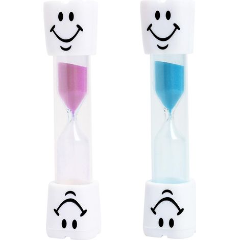 Lot de 2 sabliers de 3 minutes à visage souriant — Idéal pour le brossage des dents, la cuisine, le travail de bureau et les jeux. (1/5)
