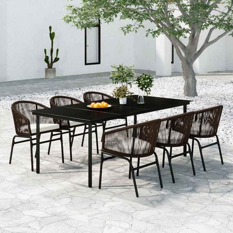 Ensemble à manger de jardin 7 pcs-Salon de jardin Marron 994610 (1/5)