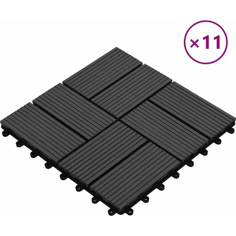 Carreau de terrasse 11 pcs Noir 30 x 30 cm WPC (1/5)