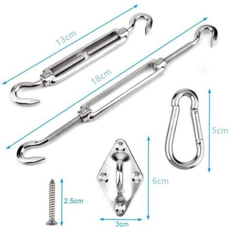 Zubehör für Sonnensegel und Schattierungsnetze aus Edelstahl, Diamantschlaufen-Federhaken