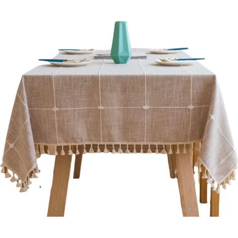 Nappe Rectangulaire Anti-Salissures 120x120 cm – Coton et Lin, Imperméable, Pour Cuisine, Jardin et Événements (1/5)