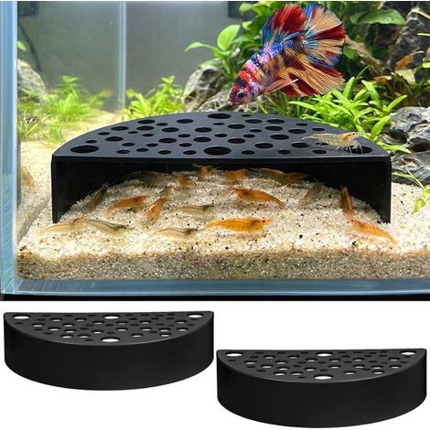 Longziming - Lot de 2 nids pour crevettes - Cachettes pour crevettes - Grotte d'aquarium en ABS noir pour crevettes et petits poissons - Accessoires et décorations pour aquarium (1/5)
