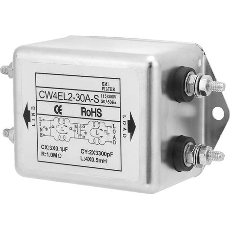 Filtre CEM monophasé 30A CW4EL2-250V, filtre d'alimentation secteur 115V/250V, 50/60Hz, antiparasite pour équipements électroniques, 1 pièce (1/3)
