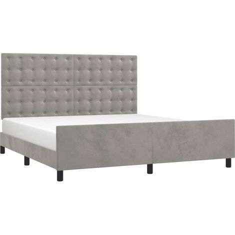 Estructura de cama con cabecero terciopelo gris claro 180x200cm vidaXL (1/4)
