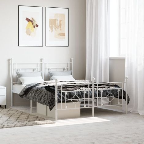 Cadre de lit métal sans matelas-Structure de lit et pied de lit blanc 140x190 cm 388362 (1/5)