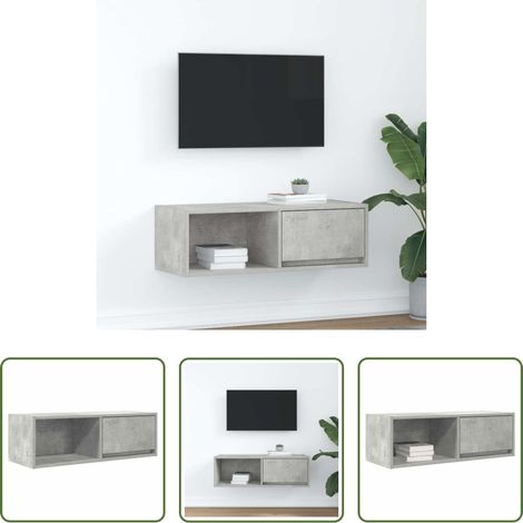 Armoire tv - Meuble TV gris béton 80x31x25,5 cm bois d'ingénierie (1/5)