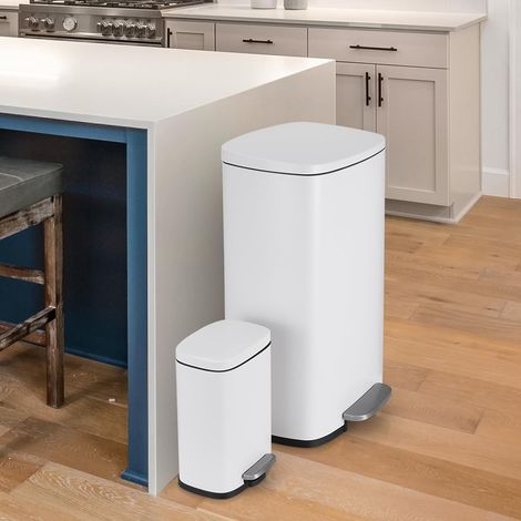 Küchenabfalleimer Mülleimer Treteimer Abfalleimer Trennmülleimer 50 Liter + 5 Liter,mit geräuschlosem Deckel- Weiß (1/5)