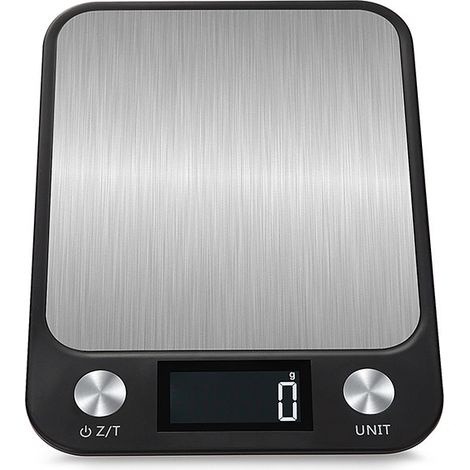 Balance de cuisine électronique 10 kg/1 g - inox noir, écran LCD rétroéclairé, USB, fonction tare (1/5)