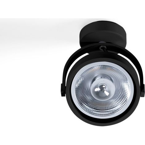 Foco De Techo Orientable "IRIS" + Bombilla AR111 GU10 - Blanco Cálido - Negro