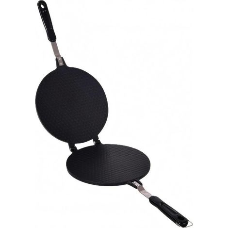 Doppelseitige Backform, Eierwaffelform, Rolldesign, faltbar, strukturierte Oberfläche, stabiler Verschluss, isolierte Griffe zum Backen, schwarz, groß (22 cm) (1/5)