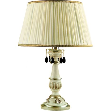 Lume In Legno Classico Bianco Argento Con Paralume 1 Luce Trampoliere