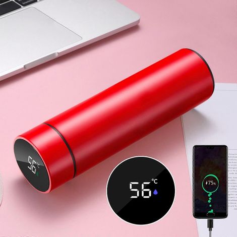 Bouteille isotherme portable USB en acier inoxydable avec affichage LCD de la température (1/2)