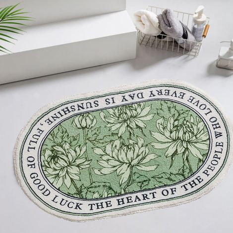 Tapis de bain ovale antidérapant, absorbe l'eau, paillasson intérieur pour salon chambre chevet 04 40x60cm (1/5)
