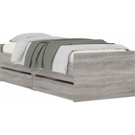Estructura de cama Gris Hormigón Madera de pino macizo vidaXL (1/5)