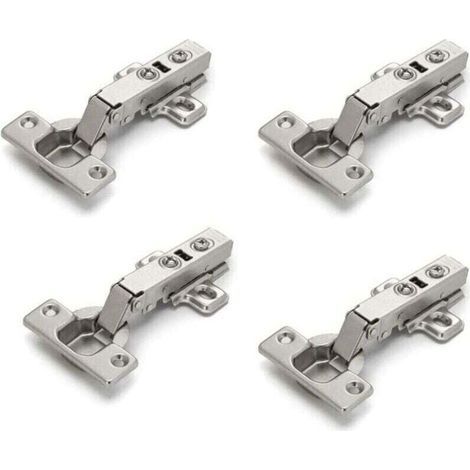 Ensemble de 4 charnières pour portes de placards, portes de meubles, angles arrondis, fermeture amortie, sans rainure, installation facile (1/4)