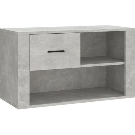 Meuble à chaussures, gris ciment, 80x35x45 cm, bois d'ingénierie. (1/5)