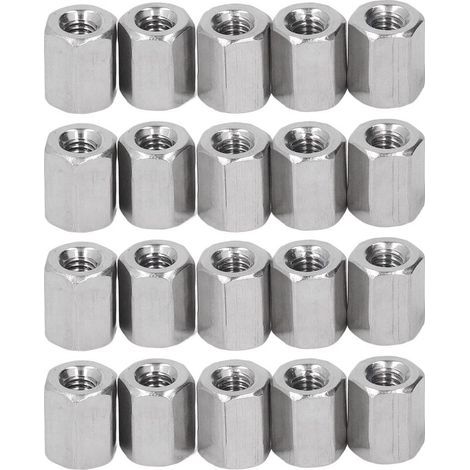 Écrous de couplage hexagonaux en acier inoxydable, antirouille M4 X 0.7 8 L10mm, écrous de connecteur 6 côtés pour l'installation, 20 pièces (1/5)