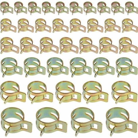 60PCS Clip à Ressort Tuyau Serre-joints à Tuyaux Colliers de Clip à Ressort Tuyau Serrage Ajustable 6 Sortes de Tailles Pour Fixer Tuyaux Souples et Durites (1/5)