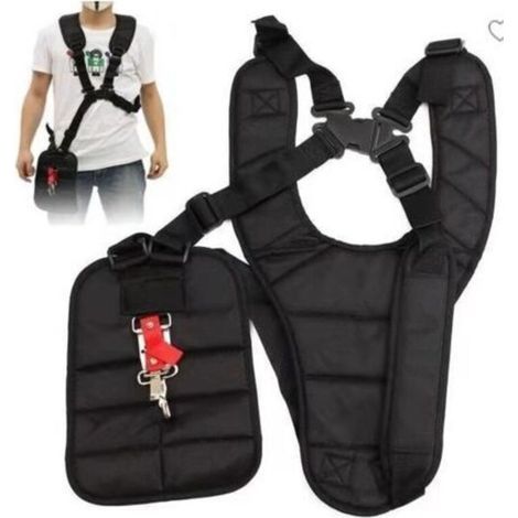 Correas de hombro dobles con botón de seguridad acolchado para cortadoras de césped y podadoras, botón de seguridad acolchado para el hombro, negro (1/5)
