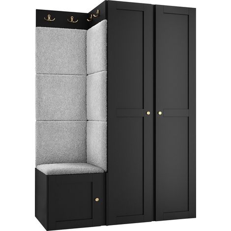 Conjunto para recibidor Hartford 379, Abriamo 6, 186x116x46cm, Aglomerado laminado, Tapiz, MDF, Montada en la pared, Colocada
