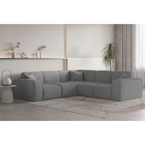 Ecksofa Designersofa CELES PREMIUM Stoff Ascot Bukla Grau Seite Universal (1/2)