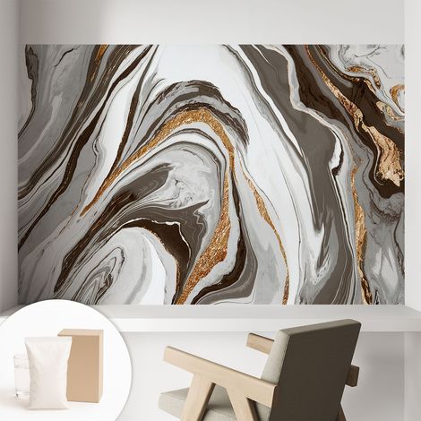 Papier peint intissé mural avec imprimé pour décoration pour salon pour chambre à coucher pour entrée Tourbillons marbrés 104x70 cm (1/5)