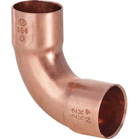 CURVA A 90° A RAGGIO LARGO IN RAME FEMMINA/FEMMINA A SALDARE Ø54 x 54 mm
